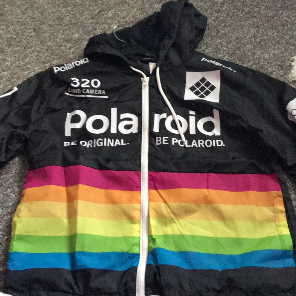 Black and Rainbow Polaroid Juniors Jacket
